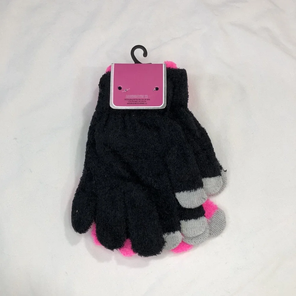 A22 Accessories Magic Gloves Girls‎ One Size Black Pink Gray 2 Pack Winter